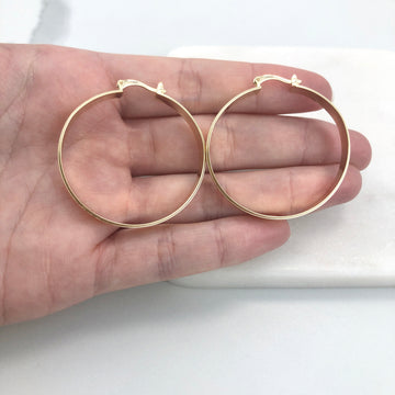 18K Gold Layered Oro Laminado 39 mm Diamond Cut Flat Hoops Wholesale 21.0391